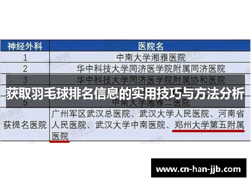 获取羽毛球排名信息的实用技巧与方法分析 获取羽毛球排名信息的实用技巧与方法分析