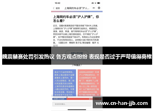 魏震禁赛处罚引发热议 各方观点纷纷 表现是否过于严苛值得商榷